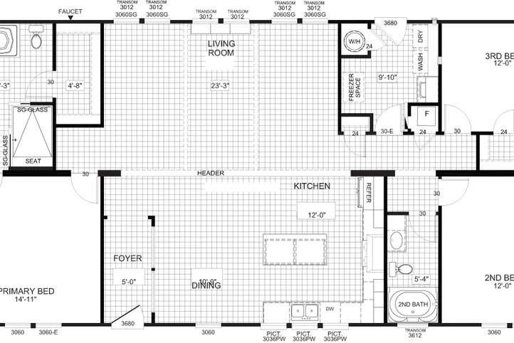 The THE SUMNER Floor Plan. This Manufactured Mobile Home features 3 bedrooms and 2 baths.