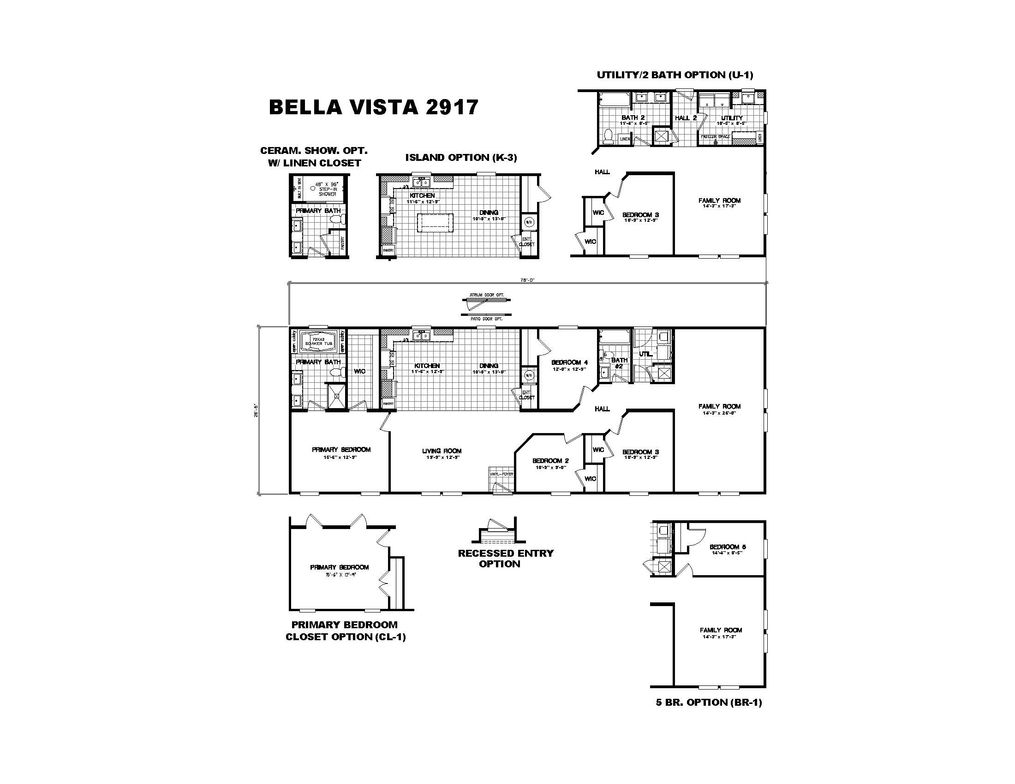 The 2917 HERITAGE Floor Plan. This Modular Home features 4 bedrooms and 2 baths.