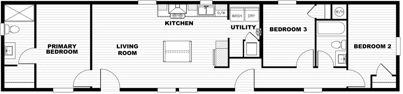 The RHYTHM NATION Floor Plan. This Manufactured Mobile Home features 3 bedrooms and 2 baths.