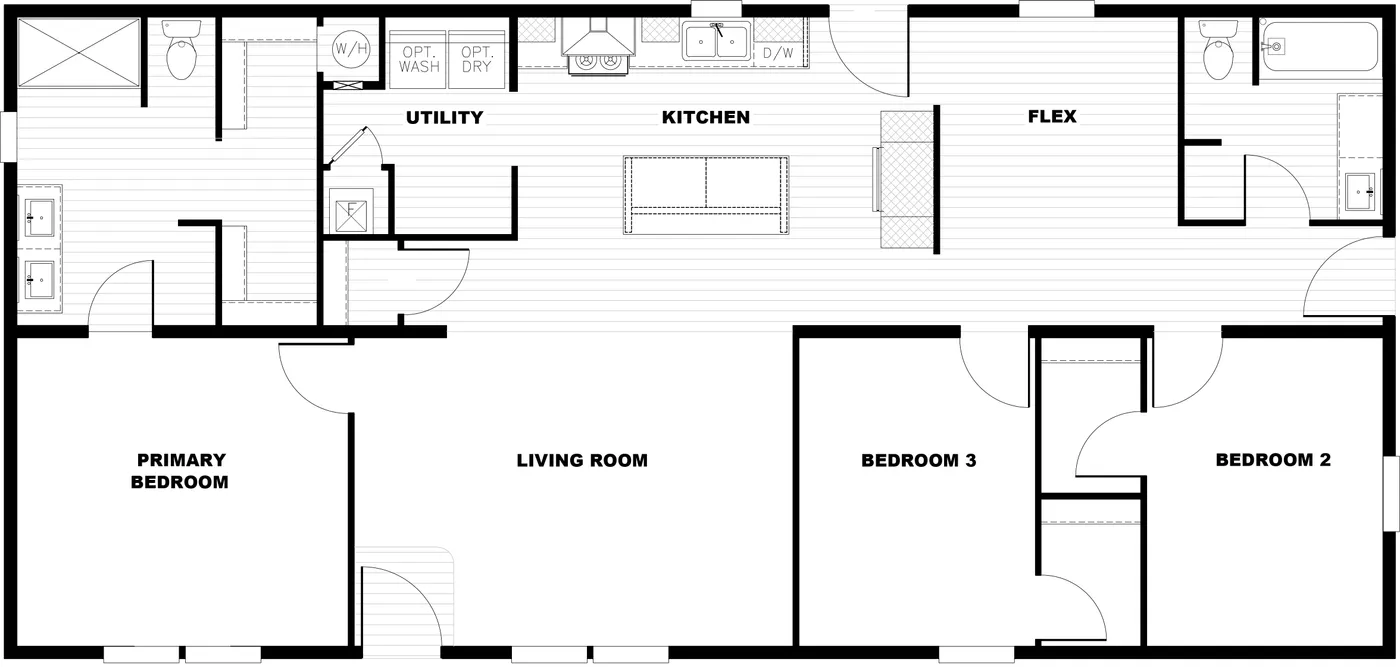 The 2856 LET IT BE Floor Plan. This Manufactured Mobile Home features 3 bedrooms and 2 baths.
