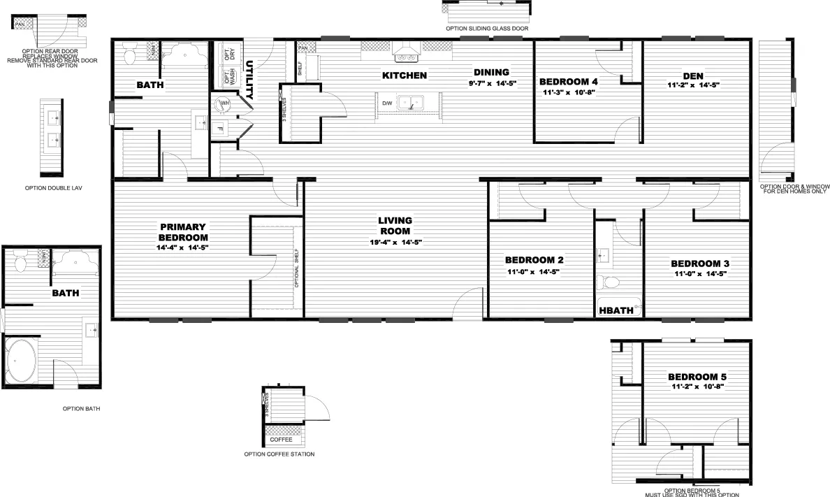 The THE EMPOWER Floor Plan. This Manufactured Mobile Home features 4 bedrooms and 2 baths.