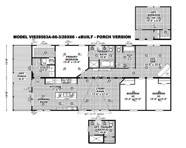 The THE SOUTHERN FARMHOUSE Floor Plan. This Manufactured Mobile Home features 3 bedrooms and 2 baths.