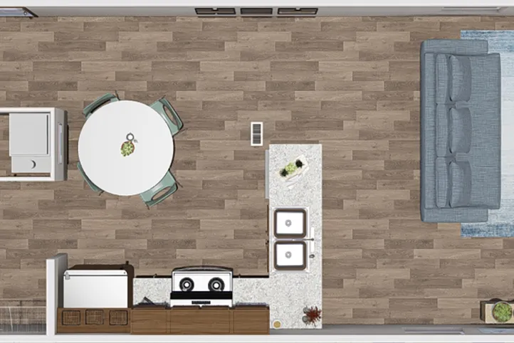 The DELIGHT Floor Plan. This Manufactured Mobile Home features 2 bedrooms and 2 baths.