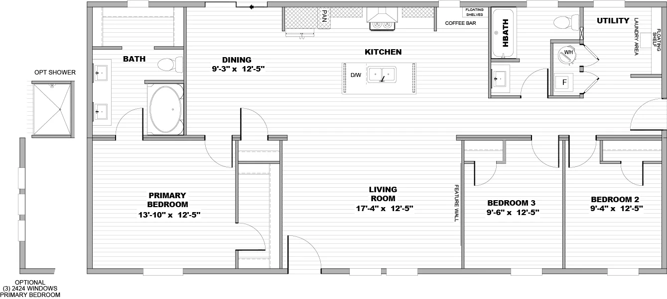 The EXPLORER Floor Plan. This Manufactured Mobile Home features 3 bedrooms and 2 baths.