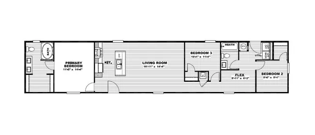 The VISION Floor Plan. This Manufactured Mobile Home features 3 bedrooms and 2 baths.