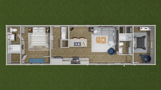 The LEWIS   16X56 Floor Plan. This Manufactured Mobile Home features 2 bedrooms and 2 baths.