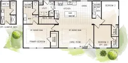 The FAIRPOINT 27543F Floor Plan. This Manufactured Mobile Home features 3 bedrooms and 2 baths.