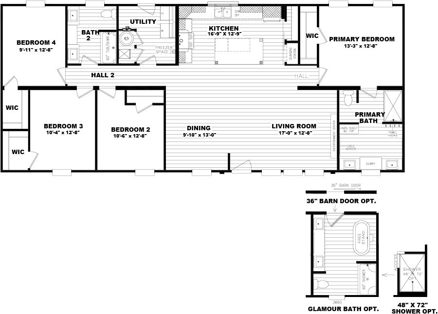 M785 ISLAND BREEZE 4BR HUD Floorplan