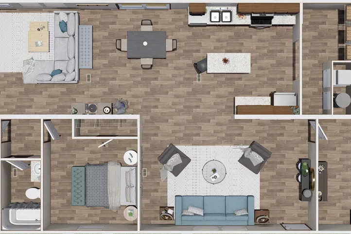 The PRIDE Floor Plan. This Manufactured Mobile Home features 4 bedrooms and 2 baths.
