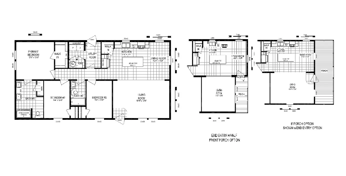 The CENTER ST/5228-MS014-1 SECT Floor Plan. This Manufactured Mobile Home features 3 bedrooms and 2 baths.
