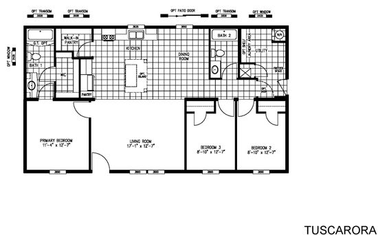 The TUSCARORA 4828-1860 Floor Plan. This Manufactured Mobile Home features 3 bedrooms and 2 baths.