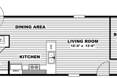 The ELATION Floor Plan. This Manufactured Mobile Home features 3 bedrooms and 2 baths.