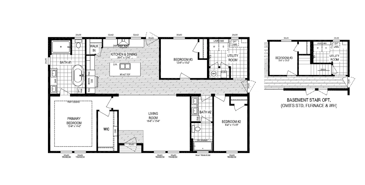 The UTOPIA/5230-MS050 SECT Floor Plan. This Manufactured Mobile Home features 3 bedrooms and 2 baths.