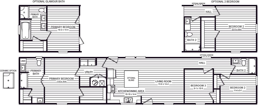 The 4204 "TOPSAIL" 7616 Floor Plan. This Manufactured Mobile Home features 3 bedrooms and 2 baths.