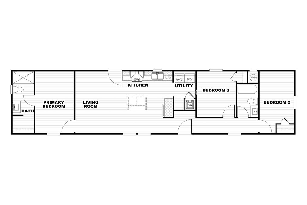 The RHYTHM NATION Floor Plan. This Manufactured Mobile Home features 3 bedrooms and 2 baths.