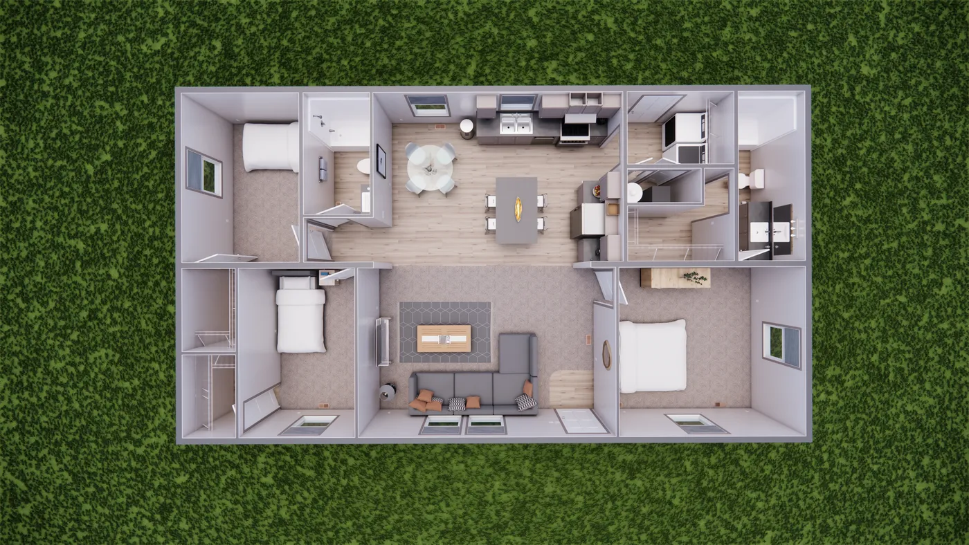 The 4828-E201 ADRENALINE Floor Plan. This Manufactured Mobile Home features 3 bedrooms and 2 baths.