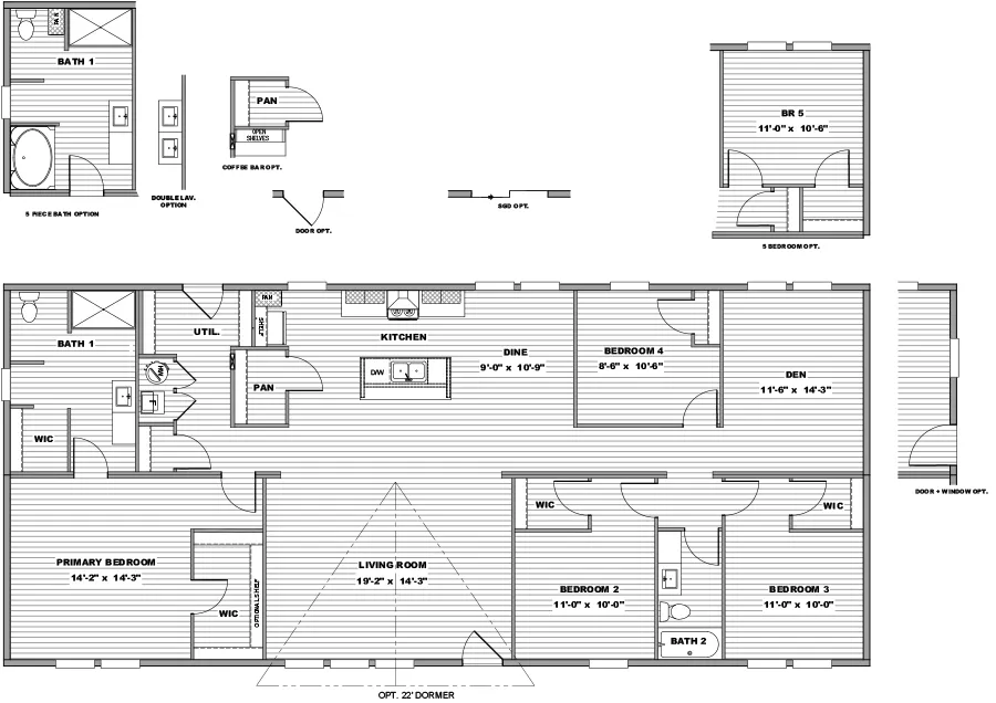 The EMPOWER Floor Plan. This Manufactured Mobile Home features 4 bedrooms and 2 baths.