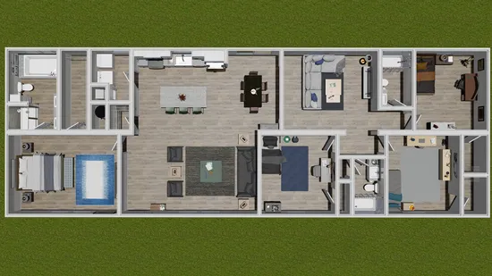 The BIG EASY M001 Floor Plan. This Manufactured Mobile Home features 4 bedrooms and 2 baths.