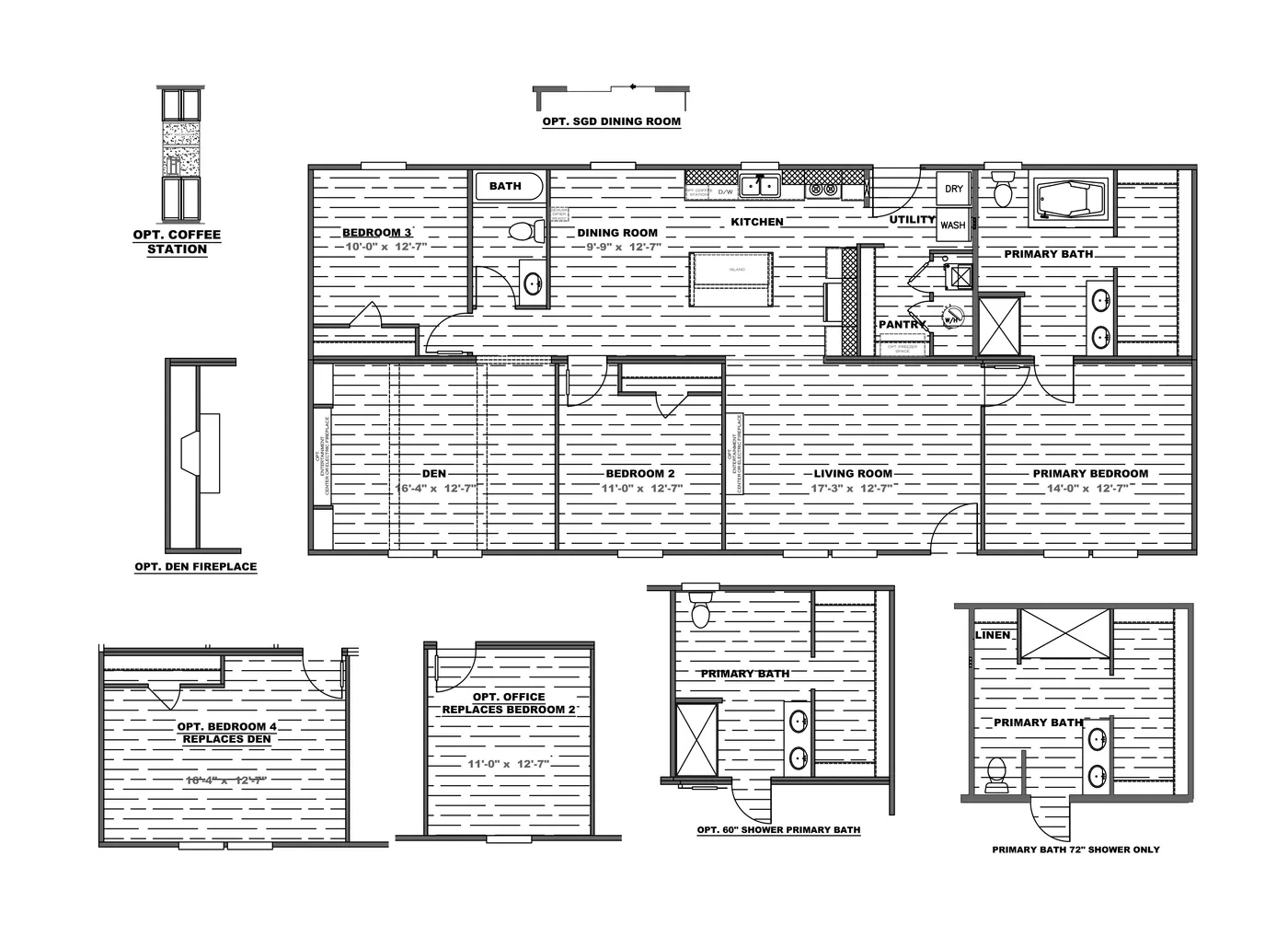 The THE MOUNTAINEER 60 Floor Plan. This Manufactured Mobile Home features 3 bedrooms and 2 baths.