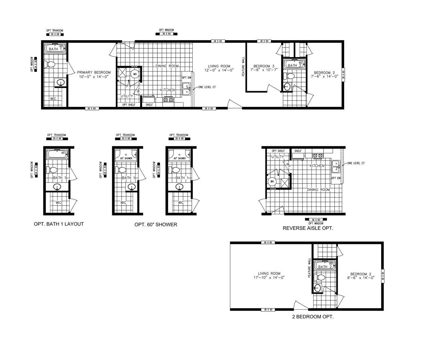 The AMBER Floor Plan. This Manufactured Mobile Home features 3 bedrooms and 2 baths.
