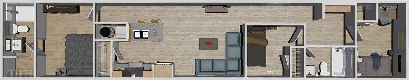The 1010 "GOOD VIBRATIONS" 6614 Floor Plan. This Manufactured Mobile Home features 3 bedrooms and 2 baths.