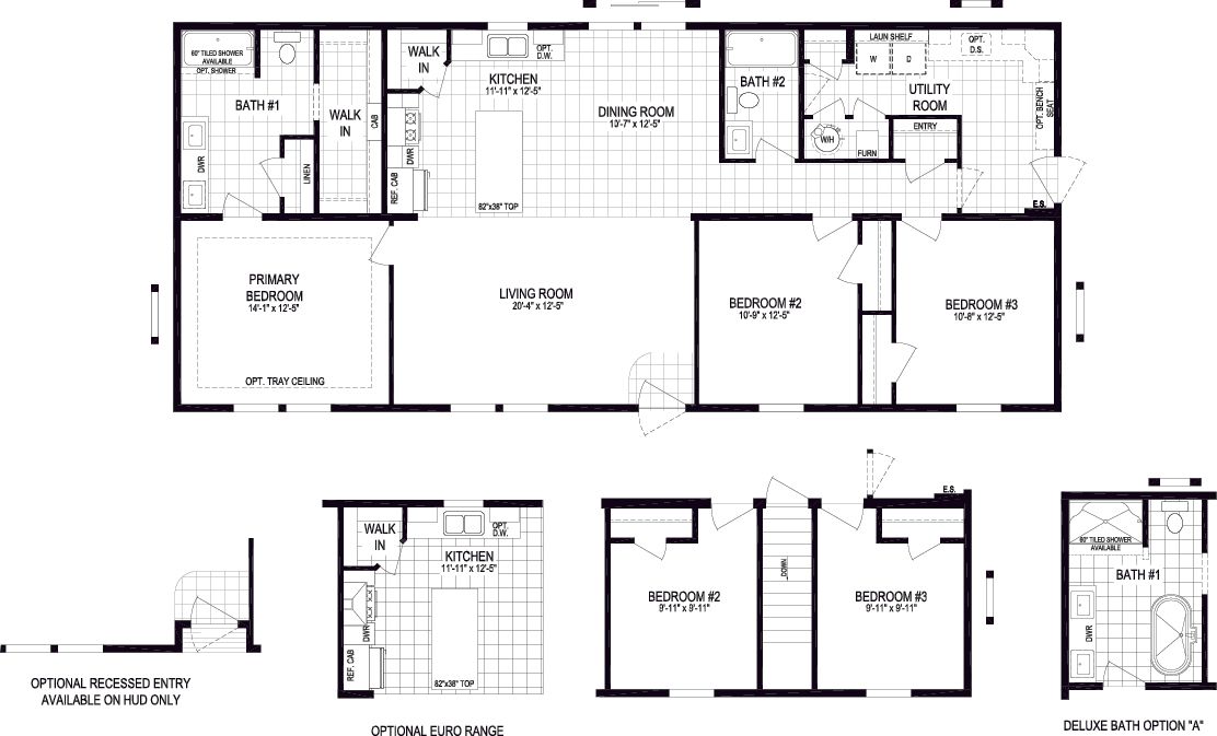 The MICHIGAN AVE/6028-MS026-1 SECT Floor Plan. This Manufactured Mobile Home features 3 bedrooms and 2 baths.