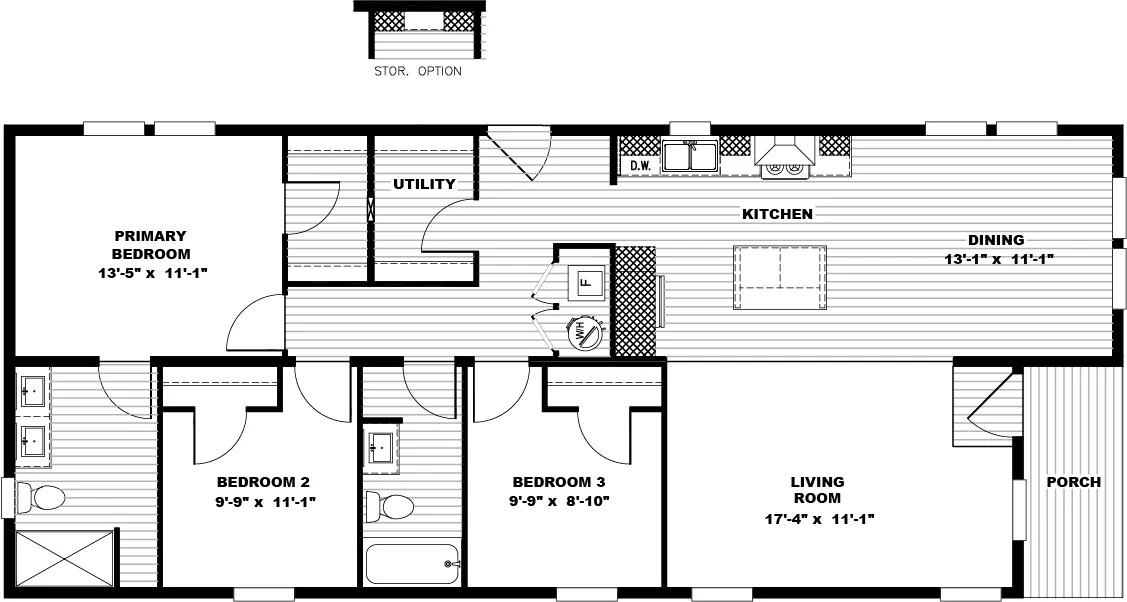 The WHOLE LOTTA LOVE Floor Plan. This Manufactured Mobile Home features 3 bedrooms and 2 baths.