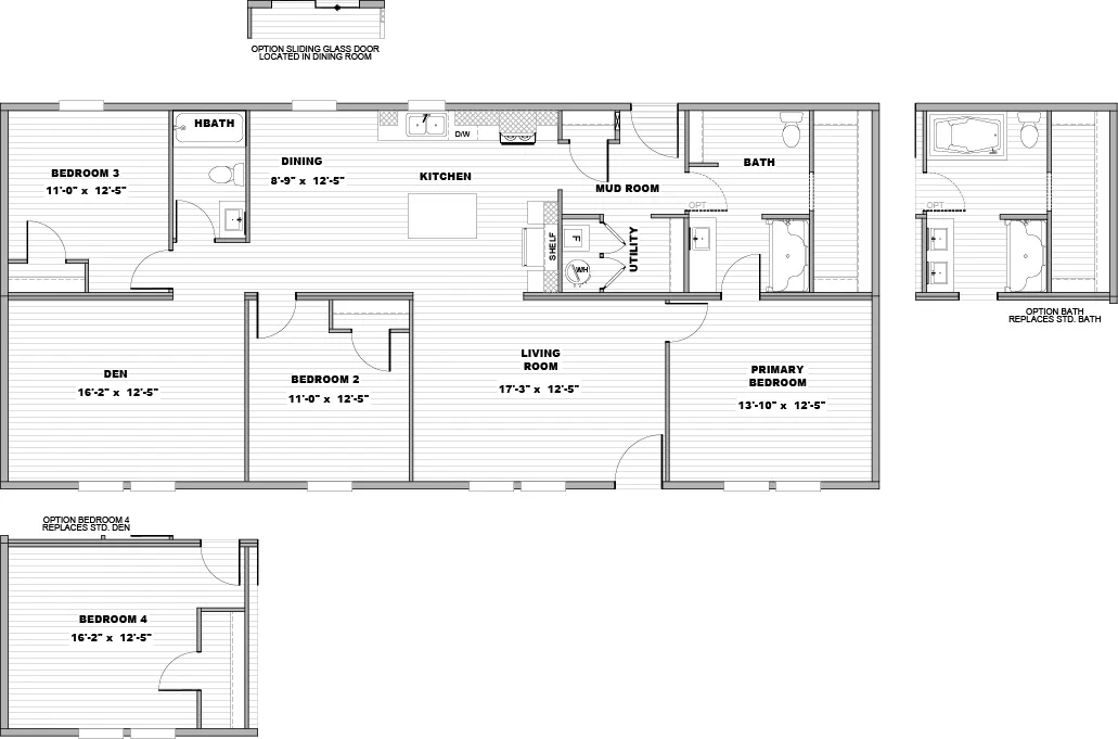 The HAVEN 28X60 Floor Plan. This Manufactured Mobile Home features 3 bedrooms and 2 baths.