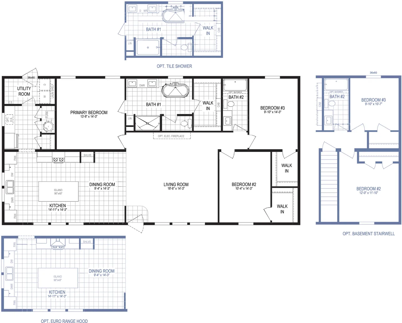 The PIONEER ST 6030-MS064 SECT Floor Plan. This Manufactured Mobile Home features 3 bedrooms and 2 baths.