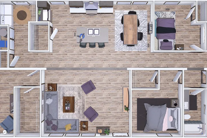 The EMPOWER 3D Floor Plan. This Manufactured Mobile Home features 4 bedrooms and 2 baths.