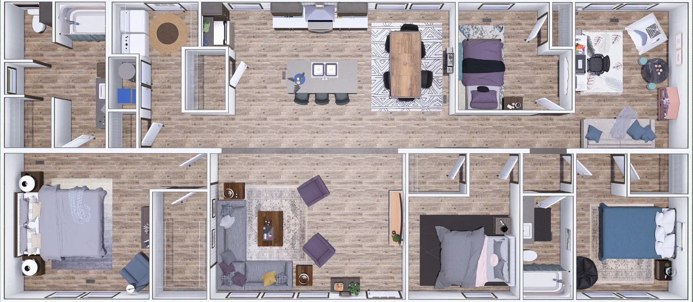 The EMPOWER 3D Floor Plan. This Manufactured Mobile Home features 4 bedrooms and 2 baths.