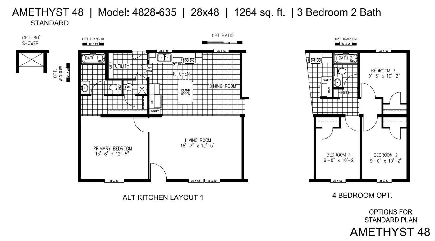 The AMETHYST Floor Plan Options.