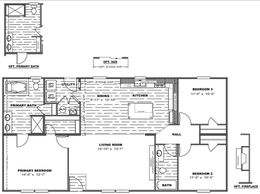 The TRADITION 52B Floor Plan. This Manufactured Mobile Home features 3 bedrooms and 2 baths.
