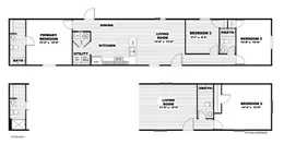 The LEGEND 14X76 Floor Plan. This Manufactured Mobile Home features 3 bedrooms and 2 baths.