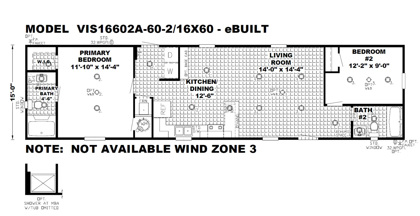 The THE HANCOCK Floor Plan. This Manufactured Mobile Home features 2 bedrooms and 2 baths.