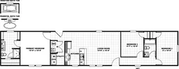 The 1676B Floor Plan. This Manufactured Mobile Home features 3 bedrooms and 2 baths.