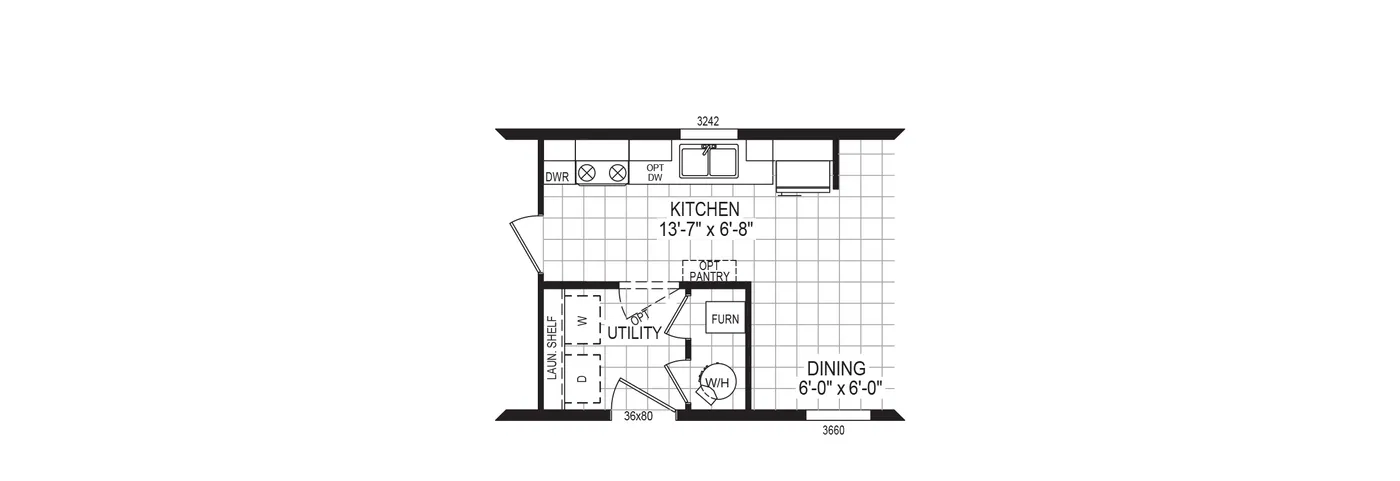 The 6014-E704 THE PULSE Floor Plan. This Manufactured Mobile Home features 2 bedrooms and 2 baths.