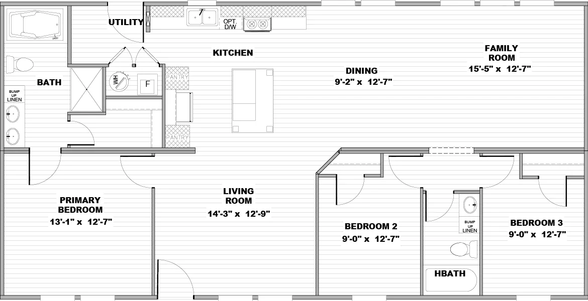 The PLATINUM ANNIVERSARY Floor Plan. This Manufactured Mobile Home features 3 bedrooms and 2 baths.