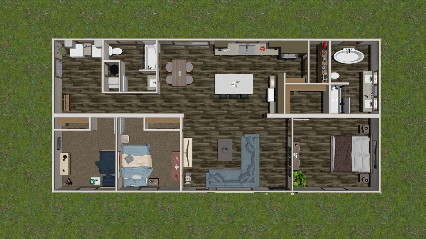 The EMILIE Floor Plan. This Manufactured Mobile Home features 3 bedrooms and 2 baths.