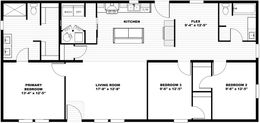 The LET IT BE Optional Window IPO Endwall Door Floor Plan. This Manufactured Mobile Home features 3 bedrooms and 2 baths.