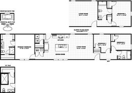 The REVOLUTION 76A Floor Plan. This Manufactured Mobile Home features 3 bedrooms and 2 baths.