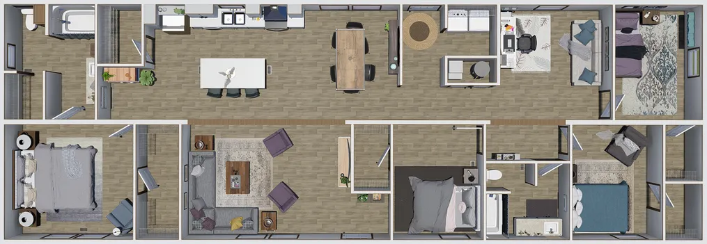 The THE AMBITION Floor Plan. This Manufactured Mobile Home features 4 bedrooms and 2 baths.