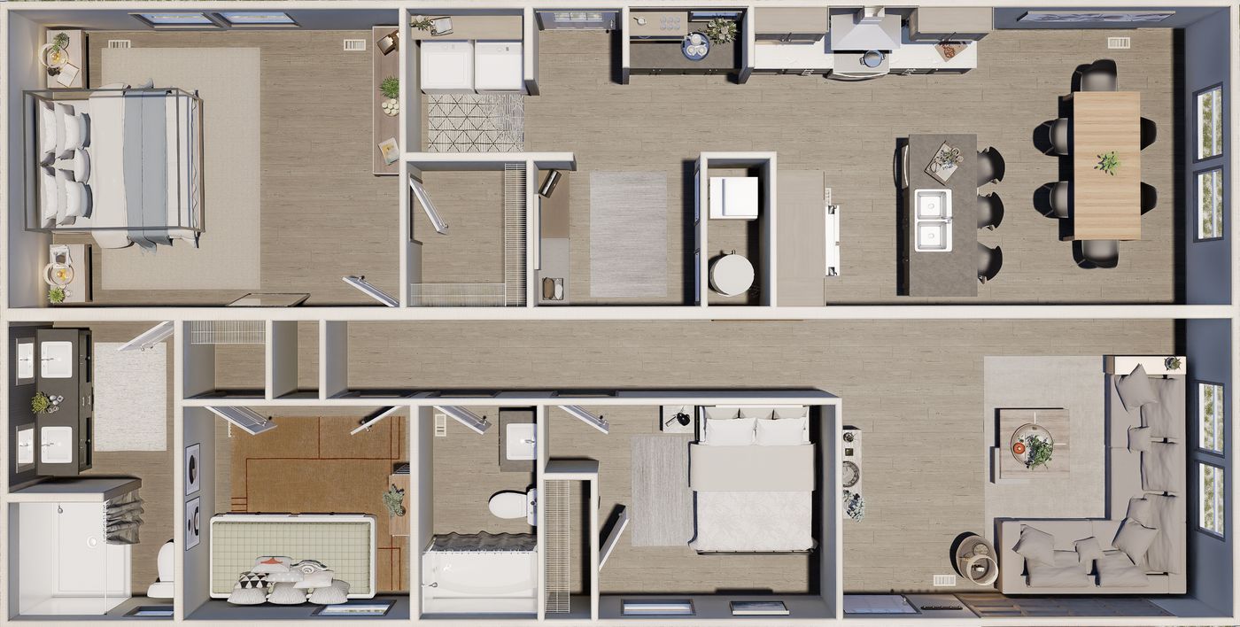 The COOK Floor Plan. This Manufactured Mobile Home features 3 bedrooms and 2 baths.