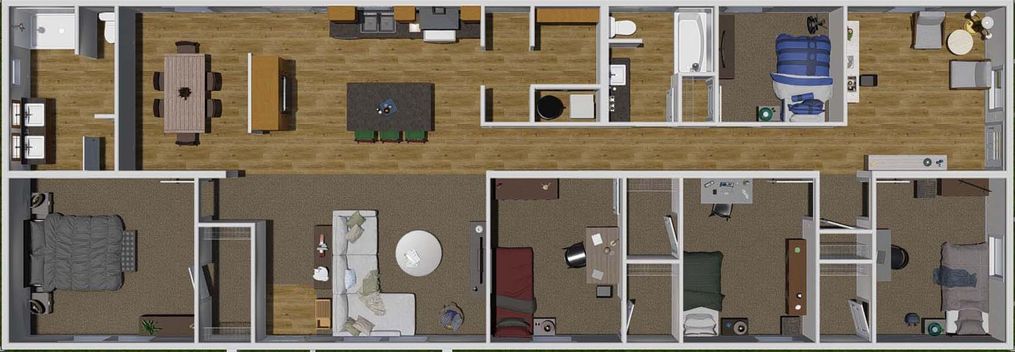The SUPERFLY Floor Plan. This Modular Home features 5 bedrooms and 2 baths.