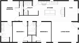 The CMH TEM2848-3A UNDER PRESSURE Floor Plan. This Manufactured Mobile Home features 3 bedrooms and 2 baths.