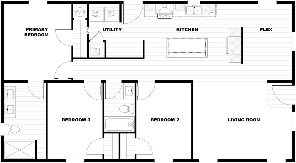 The CMH TEM2848-3A UNDER PRESSURE Floor Plan. This Manufactured Mobile Home features 3 bedrooms and 2 baths.