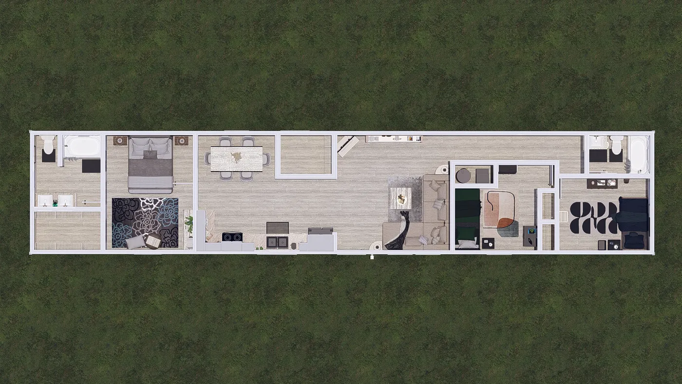 The 5407 HIGH ROCK 7616 Floor Plan. This Manufactured Mobile Home features 3 bedrooms and 2 baths.
