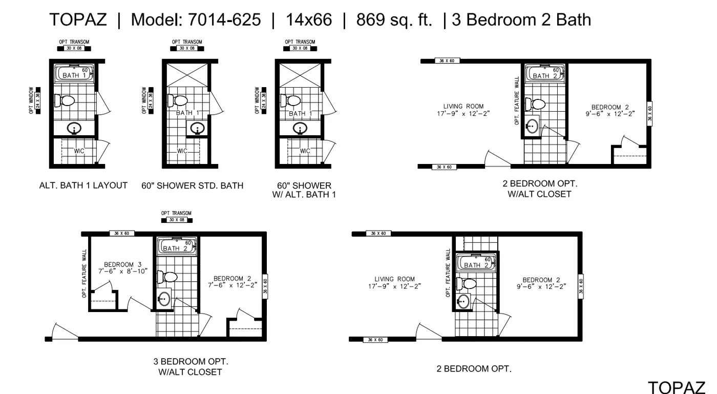 The TOPAZ Floor Plan Options.