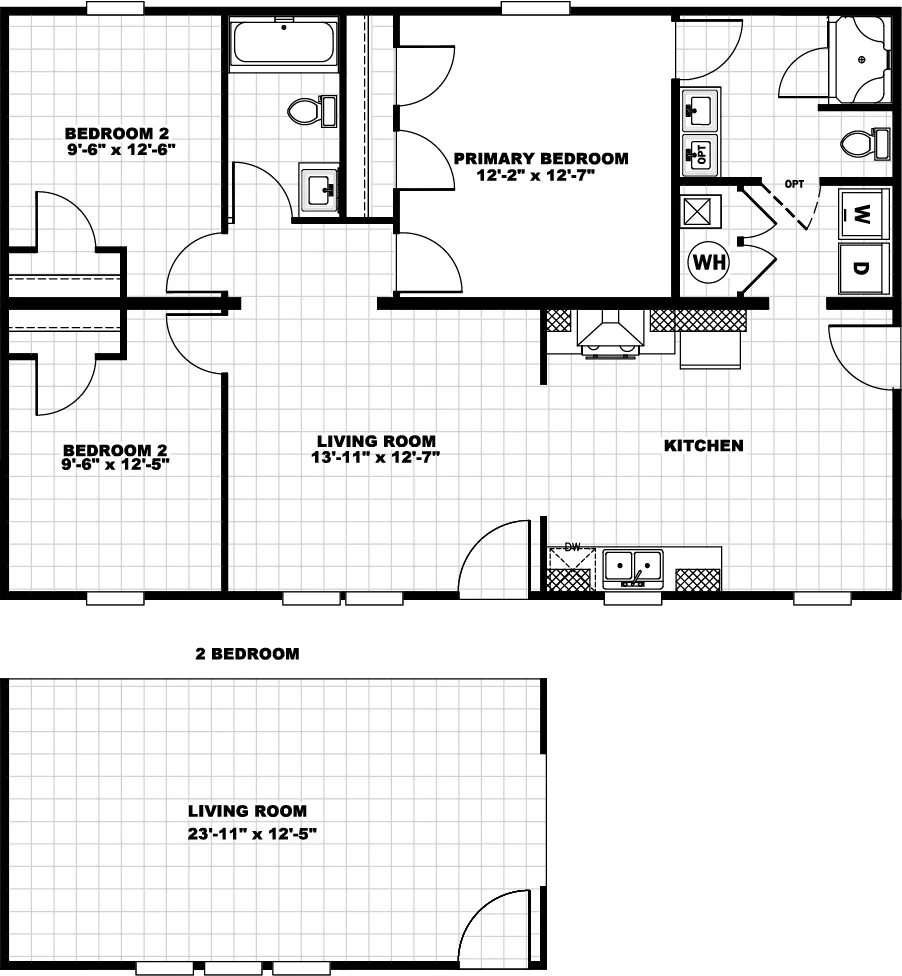 The HOMESTEAD Floor Plan. This Manufactured Mobile Home features 3 bedrooms and 2 baths.