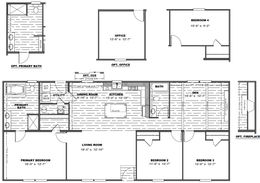 The TRADITION 60B Floor Plan. This Manufactured Mobile Home features 3 bedrooms and 2 baths.